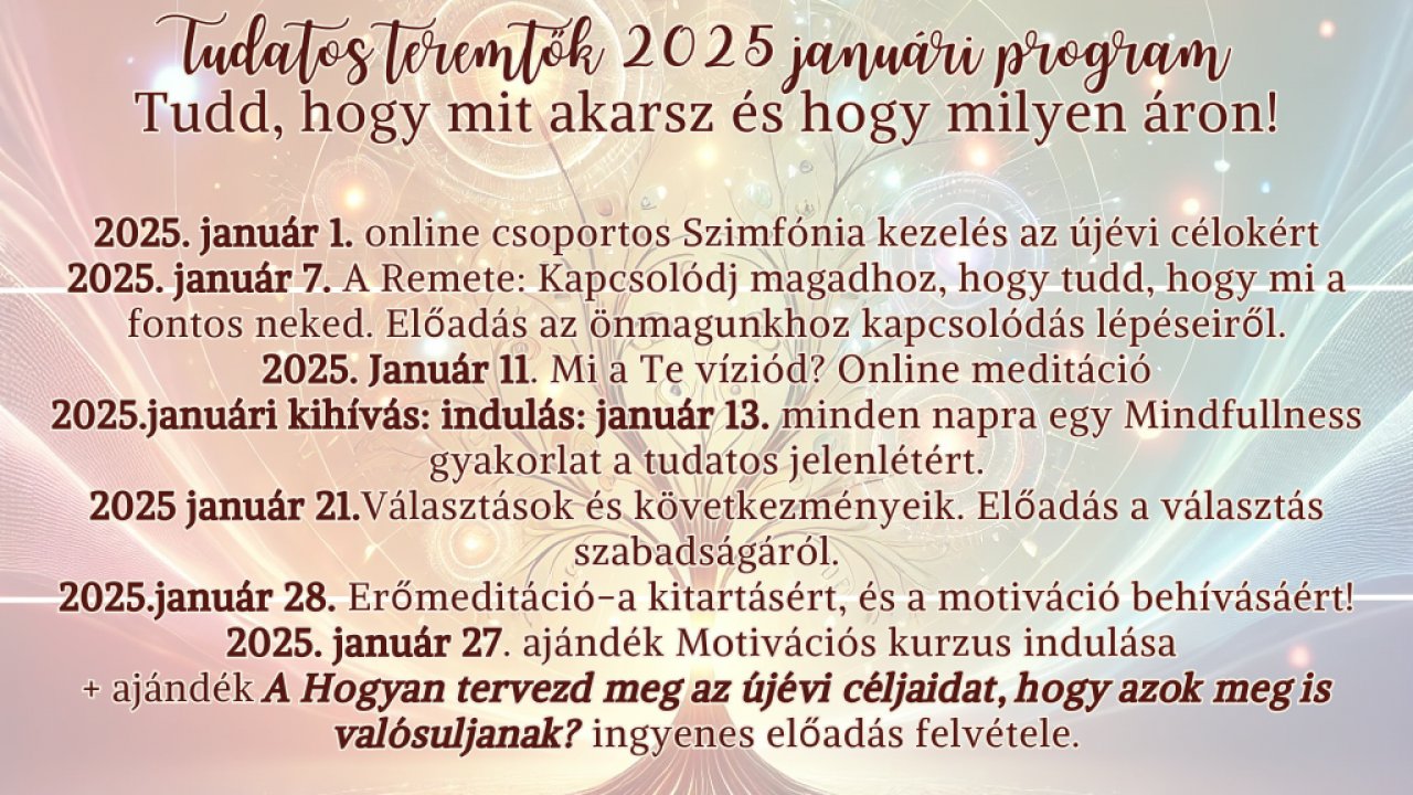 Tudatos teremtők klub januári meditációk